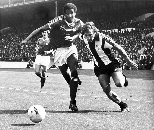 Willie Johnston of West Bromwich Albion with Viv anderson of Forest, September 1978