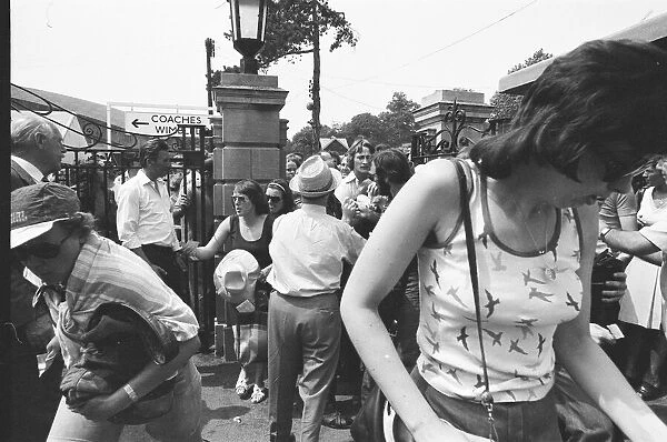 Wimbledon 1976. Fans queuing up outside. 1st July 1976
