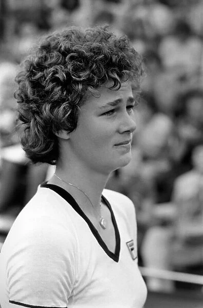 Wimbledon 1980. 7th day. Pam Shriver vs. B. J. King. Pam Shriver in tears at the end of