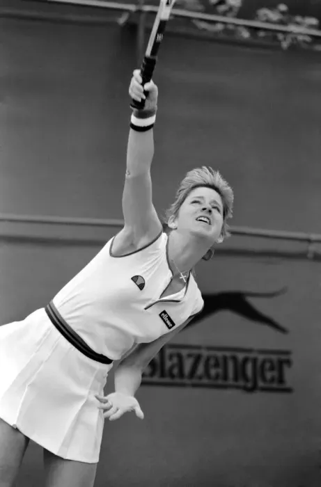 Framed Print : Wimbledon 1981: Singles: Chris Evert Lloyd in action against Miss L. Forood Framed Print : Wimbledon 1981: Singles: Chris Evert Lloyd in action against Miss L. Forood