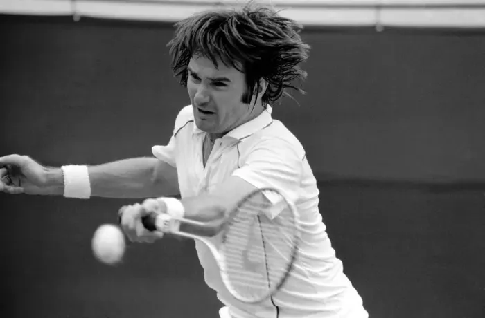 Framed Print : Wimbledon 3rd Day: Jimmy Connors in action. June 1981 81-3579-008