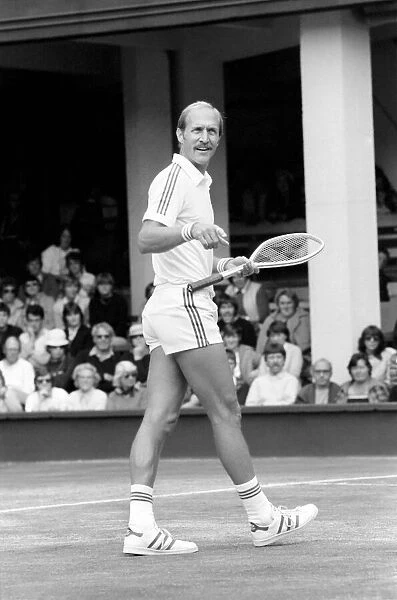 Wimbledon 6th Day: McEnroe v. Stan Smith. Stan Smith in action against McEnroe