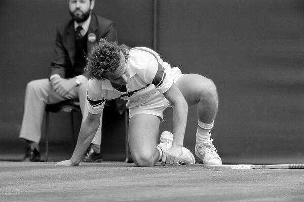 Wimbledon 6th Day: McEnroe v. Stan Smith. Centre Court - McEnroe in action today