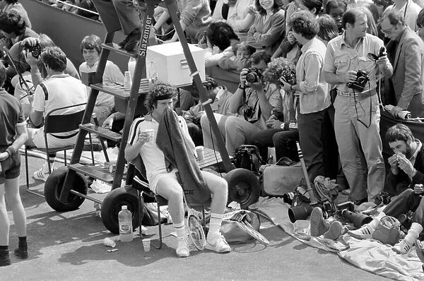 Wimbledon 80, 5th day. McEnroe gets Police escort through the crowd at the end of