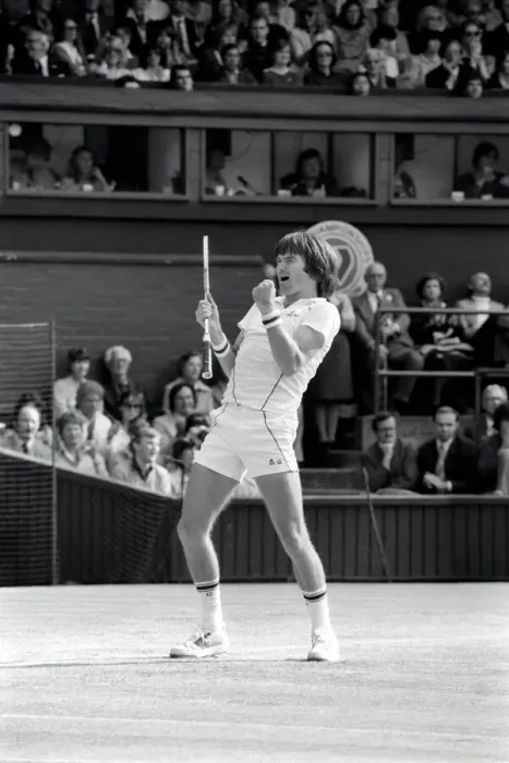 Framed Print : Wimbledon 8th Day: Frawley on Mayotte: Jimmy Connors in action today against Amritraj
