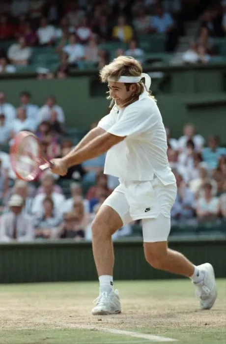 Framed Print : Wimbledon. Andre Agassi v. David Wheaton. July 1991 91-4353-085 Framed Print : Wimbledon. Andre Agassi v. David Wheaton. July 1991 91-4353-085