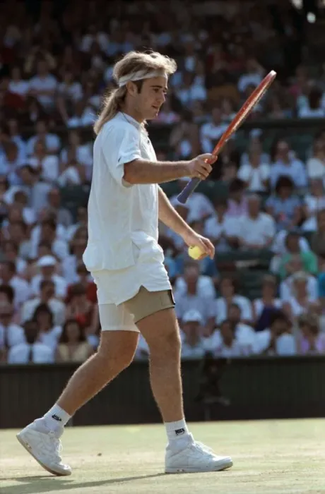 Framed Print : Wimbledon. Andre Agassi v. David Wheaton. July 1991 91-4353-074 Framed Print : Wimbledon. Andre Agassi v. David Wheaton. July 1991 91-4353-074