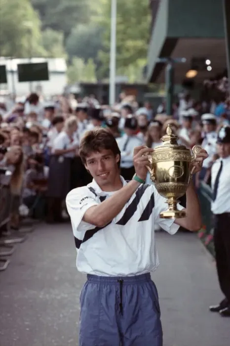 Framed Print : Wimbledon. Champion Michael Stich with Trophy and Family. July 1991 91-4302-304