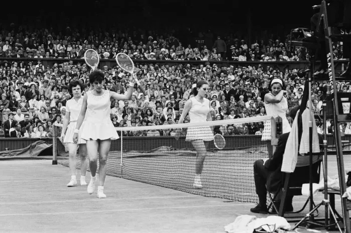Framed Print : Wimbledon Championship Final 1965. Maria Bueno and Billie Jean Moffitt defeated Framed Print : Wimbledon Championship Final 1965. Maria Bueno and Billie Jean Moffitt defeated