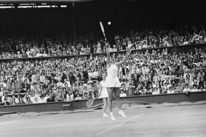Framed Print : Wimbledon Championship Final 1965. Maria Bueno and Billie Jean Moffitt defeated