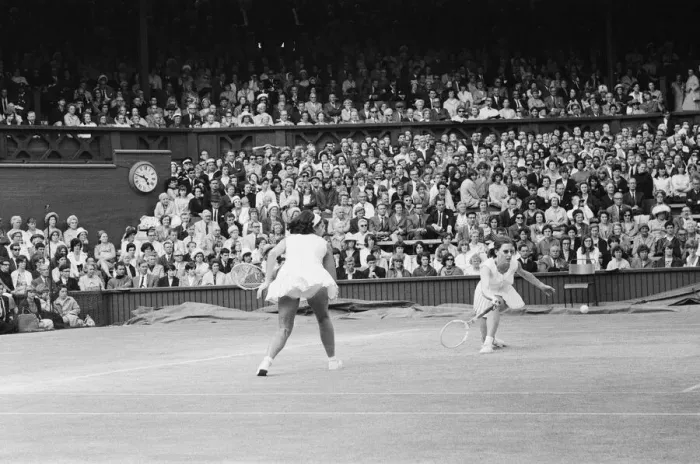 Framed Print : Wimbledon Championship Final 1965. Maria Bueno and Billie Jean Moffitt defeated