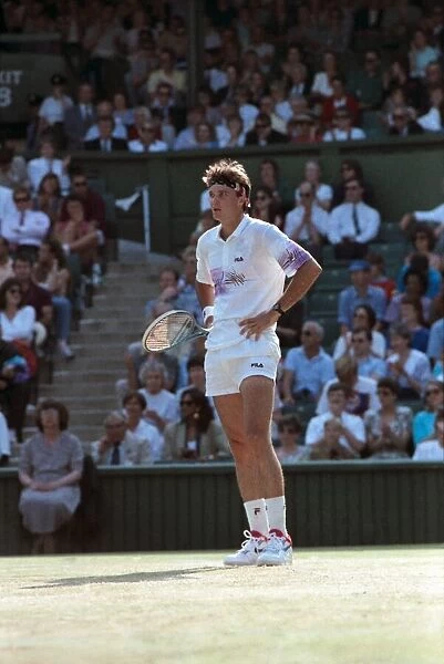 Wimbledon. Gabriella Sabatini, Andre Agassi, David Wheaton action. July 1991 91-4353-069