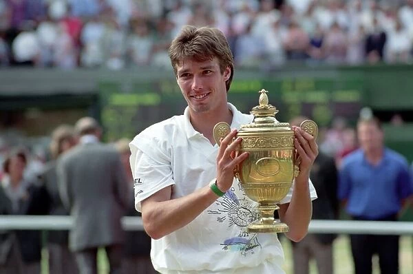 Wimbledon. Mens Final: Michael Stich Lifts Trophy. July 1991 91-4302-267
