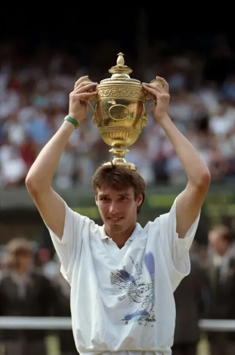 Framed Print : Wimbledon. Mens Final: Michael Stich Lifts Trophy. July 1991 91-4302-264 Framed Print : Wimbledon. Mens Final: Michael Stich Lifts Trophy. July 1991 91-4302-264