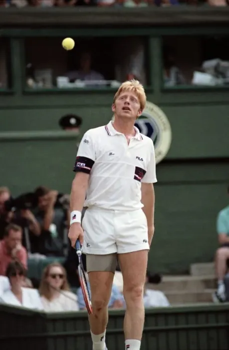 Framed Print : Wimbledon. Mens Final: Michael Stich vs. Boris Becker. Boris Becker during the match