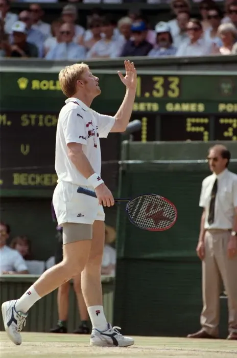 Framed Print : Wimbledon. Mens Final: Michael Stich vs. Boris Becker. July 1991 91-4302-294 Framed Print : Wimbledon. Mens Final: Michael Stich vs. Boris Becker. July 1991 91-4302-294