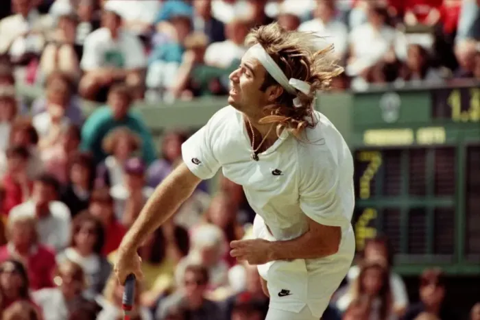 Framed Print : Wimbledon Tennis. Andre Agassi. July 1991 91-4178-077