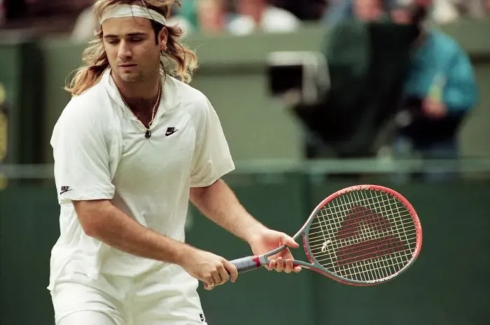 Framed Print : Wimbledon Tennis. Andre Agassi. July 1991 91-4178-099 Framed Print : Wimbledon Tennis. Andre Agassi. July 1991 91-4178-099