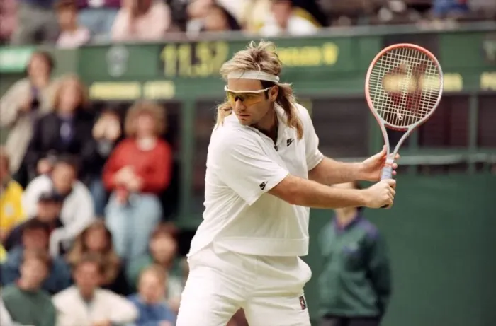 Framed Print : Wimbledon Tennis. Andre Agassi. July 1991 91-4178-006 Framed Print : Wimbledon Tennis. Andre Agassi. July 1991 91-4178-006