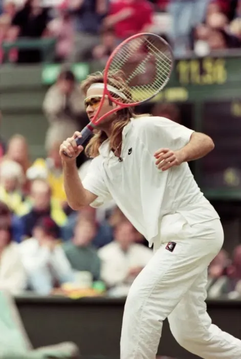 Framed Print : Wimbledon Tennis. Andre Agassi. July 1991 91-4178-001 Framed Print : Wimbledon Tennis. Andre Agassi. July 1991 91-4178-001