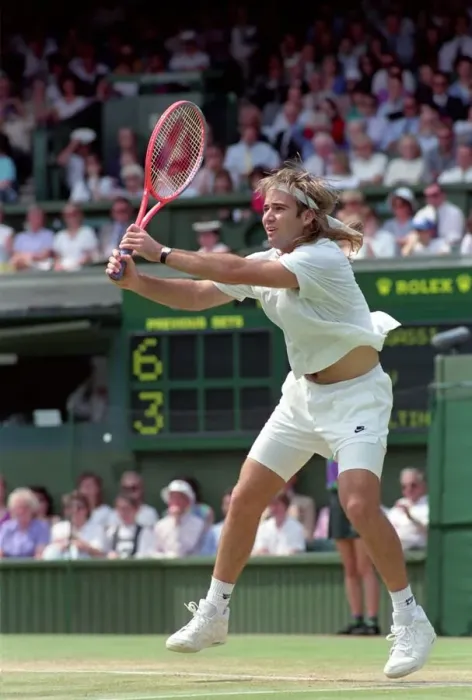 Framed Print : Wimbledon Tennis. Andre Agassi in action. July 1991 91-4218-032