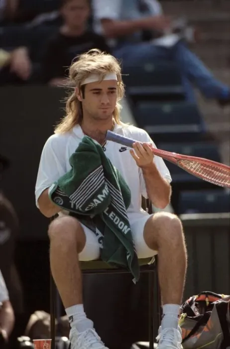 Framed Print : Wimbledon Tennis. Andre Agassi During a Break. July 1991 91-4261-002 Framed Print : Wimbledon Tennis. Andre Agassi During a Break. July 1991 91-4261-002