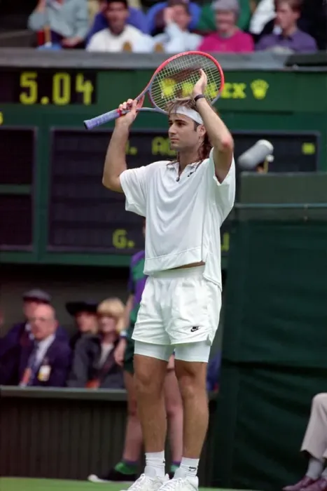 Framed Print : Wimbledon Tennis. Andre Agassi Training. June 1991 91-4091-215 Framed Print : Wimbledon Tennis. Andre Agassi Training. June 1991 91-4091-215