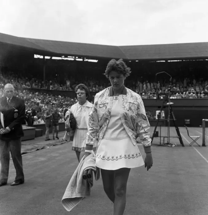 Framed Print : Wimbledon Tennis, Billie Jean Moffitt (later King) and Margaret Smith. 26th June 1962