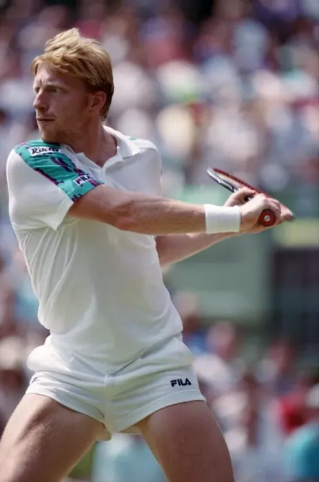 Framed Print : Wimbledon Tennis. Boris Becker In Action. July 1991 91-4217-051 Framed Print : Wimbledon Tennis. Boris Becker In Action. July 1991 91-4217-051