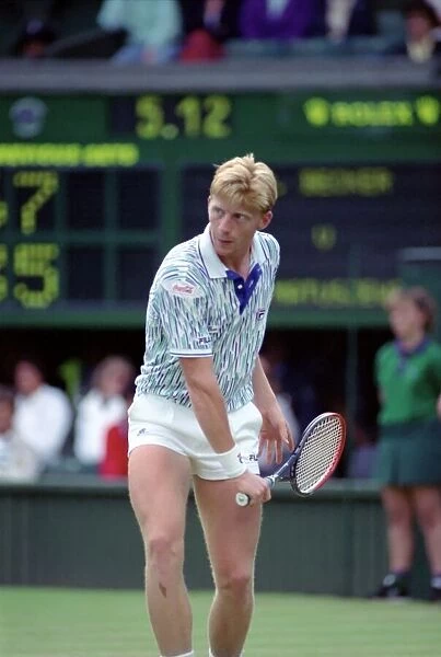Wimbledon Tennis. Boris Becker Wearing Banned Shirt. June 1989 89-3895-018