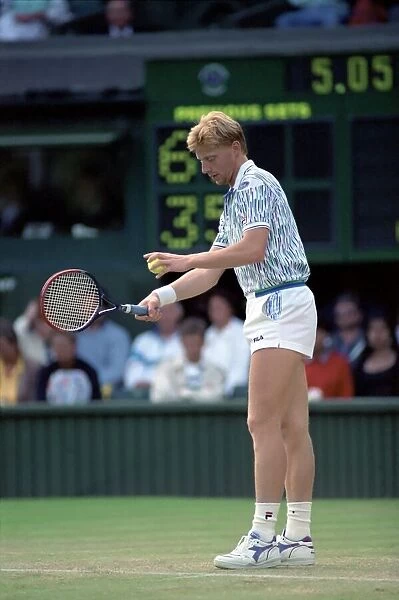Wimbledon Tennis. Boris Becker Wearing Banned Shirt. June 1989 89-3895