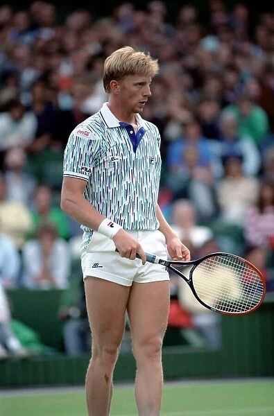 Wimbledon Tennis. Boris Becker Wearing Banned Shirt. June 1989 89-3895-017