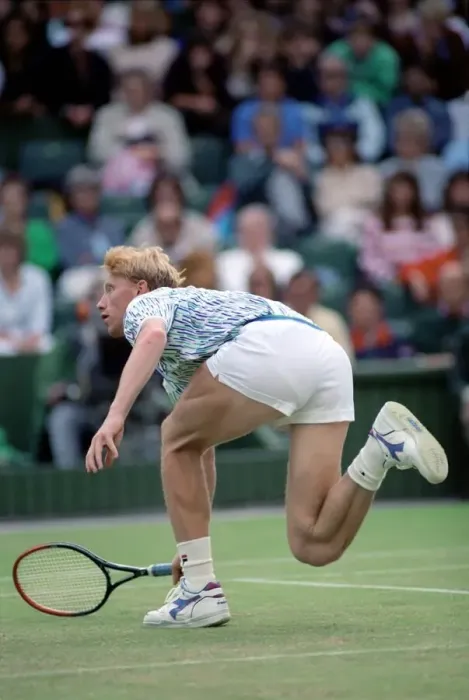 Framed Print : Wimbledon Tennis. Boris Becker Wearing Banned Shirt. June 1989 89-3895-015