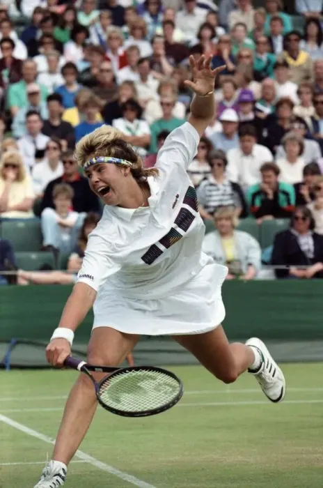 Framed Print : Wimbledon Tennis. Brenda Schutz in action. July 1991 91-4184-033
