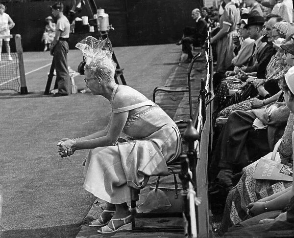 Wimbledon Tennis Championships. 1954. Picture shows Mrs V Hurditch