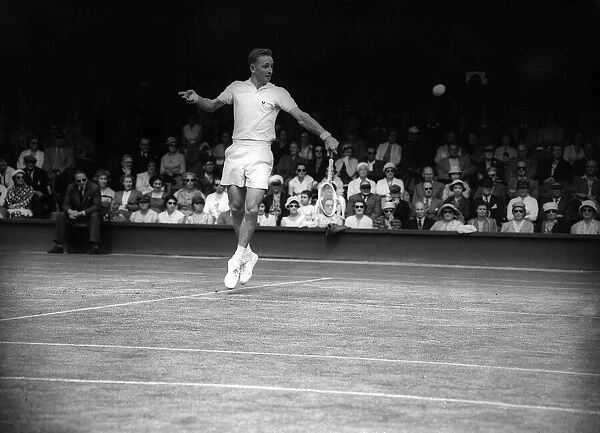 Wimbledon Tennis Championships 1959 Rod Laver in action against C Molinari