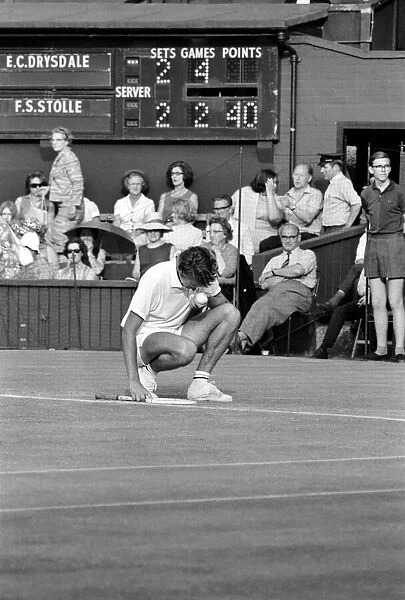 Wimbledon Tennis Championships 1970 1st Day. Drysdale falls to his knees