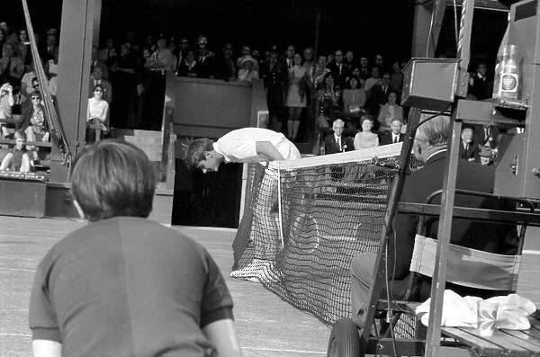 Wimbledon Tennis Championships 1970 1st Day. B. Fairlie almost goes over net trying to