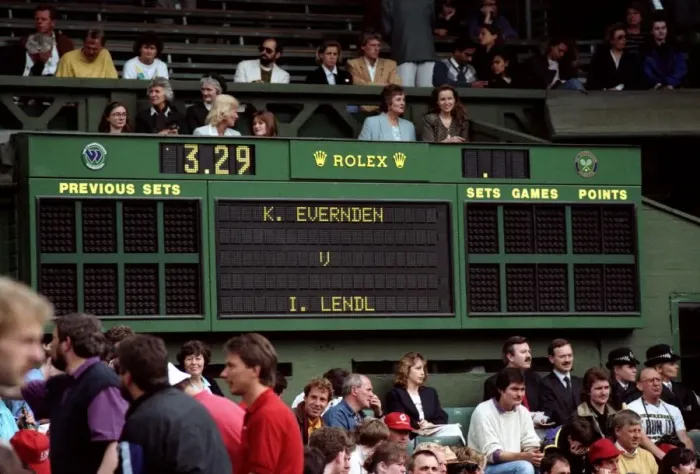 Framed Print : Wimbledon Tennis Championships. Ivan Lendl v. Kelly Evernden. June 1991 91-4117-192