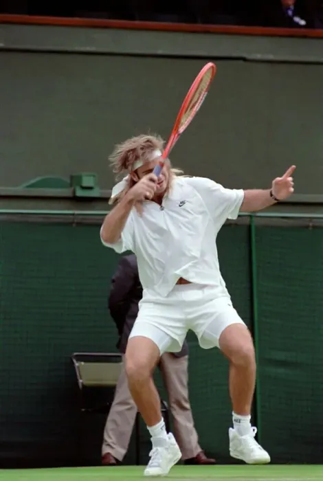Framed Print : Wimbledon Tennis Championships. Andre Agassi in action. June 1991 91-4117-080