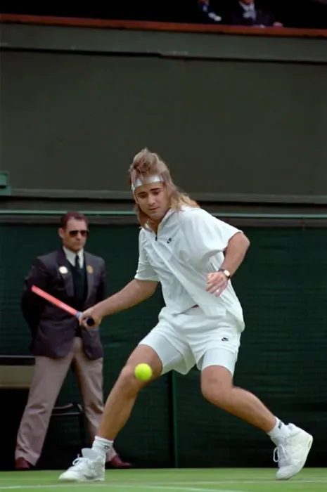 Framed Print : Wimbledon Tennis Championships. Andre Agassi in action. June 1991 91-4117-081 Framed Print : Wimbledon Tennis Championships. Andre Agassi in action. June 1991 91-4117-081