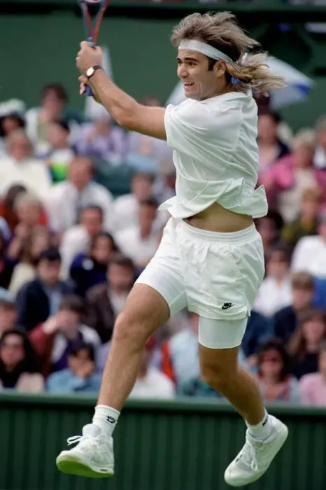 Framed Print : Wimbledon Tennis Championships. Andre Agassi in action. June 1991 91-4117-070 Framed Print : Wimbledon Tennis Championships. Andre Agassi in action. June 1991 91-4117-070