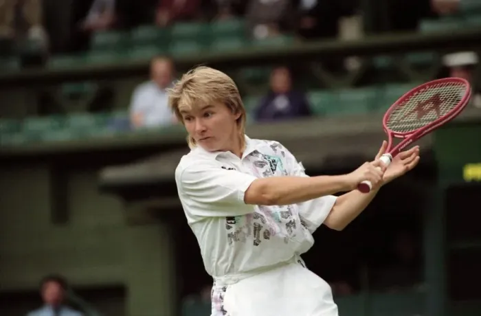 Framed Print : Wimbledon Tennis Championships. Jana Novotna in action. June 1991 91-4117-008 Framed Print : Wimbledon Tennis Championships. Jana Novotna in action. June 1991 91-4117-008