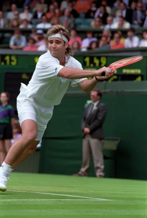 Framed Print : Wimbledon Tennis Championships. Andre Agassi in action. June 1991 91-4117-056