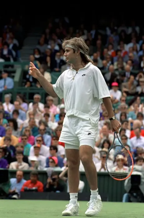 Framed Print : Wimbledon Tennis Championships. Andre Agassi in action. June 1991 91-4117-053 Framed Print : Wimbledon Tennis Championships. Andre Agassi in action. June 1991 91-4117-053