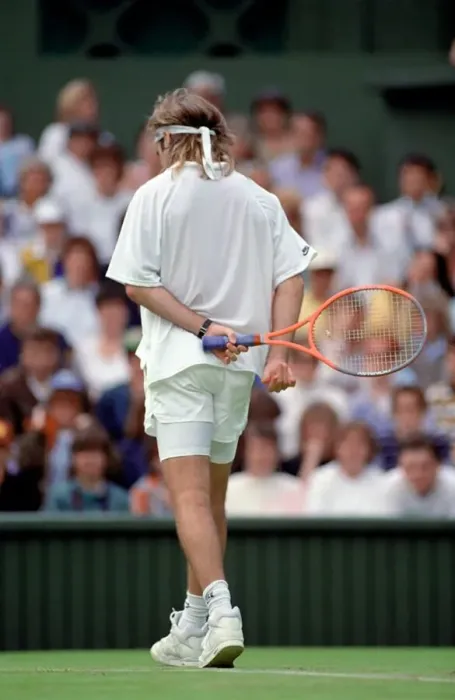 Framed Print : Wimbledon Tennis Championships. Andre Agassi in action. June 1991 91-4117-029 Framed Print : Wimbledon Tennis Championships. Andre Agassi in action. June 1991 91-4117-029