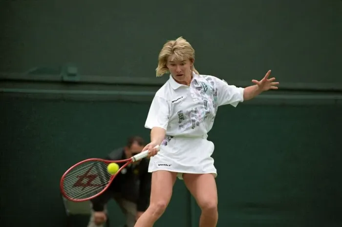 Framed Print : Wimbledon Tennis Championships. Jana Novotna in action. June 1991 91-4117-005 Framed Print : Wimbledon Tennis Championships. Jana Novotna in action. June 1991 91-4117-005