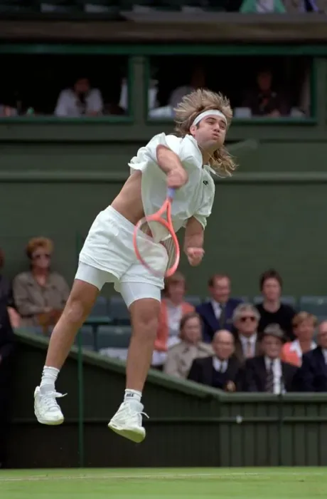 Framed Print : Wimbledon Tennis Championships. Andre Agassi in action. June 1991 91-4117-042 Framed Print : Wimbledon Tennis Championships. Andre Agassi in action. June 1991 91-4117-042