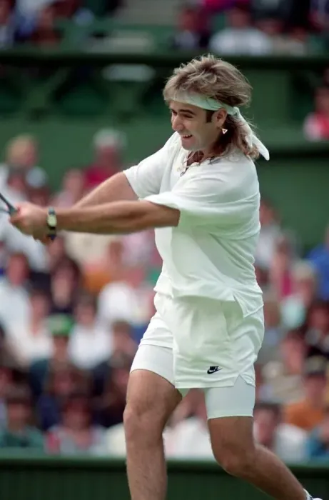 Framed Print : Wimbledon Tennis Championships. Andre Agassi in action. June 1991 91-4117-030 Framed Print : Wimbledon Tennis Championships. Andre Agassi in action. June 1991 91-4117-030