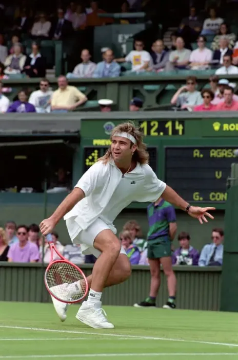 Framed Print : Wimbledon Tennis Championships. Andre Agassi in action. June 1991 91-4117-065 Framed Print : Wimbledon Tennis Championships. Andre Agassi in action. June 1991 91-4117-065